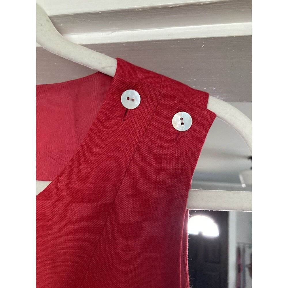 Vintage Talbots 100% Irish Linen Maxi Dress 12 Red Sleeveless ~ See Measurements - Picture 2 of 5